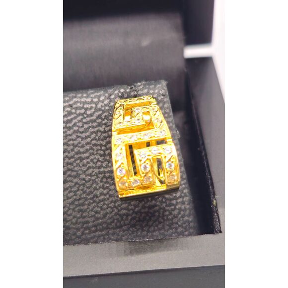 14KT YELLOW GOLD 6.10G CZ GREEK EARRING SET (148723-2) - Picture 3 of 3